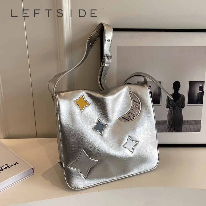 

LEFTSIDE Y2K милые сумки через плечо из искусственной кожи для женщин Корейский модный дизайн женская сумка на плечо 2023 трендовые сумки