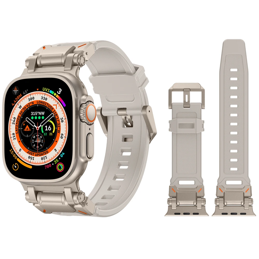 Металлические разъемы + силиконовый ремешок для Apple Watch Ultra Band Ultra 2 49 мм 45 мм 44 мм Браслет для iWatch Ultra 10 9 8 7 6 5 Band (art.: 3920cf74fe993) - 3920cf74fe993