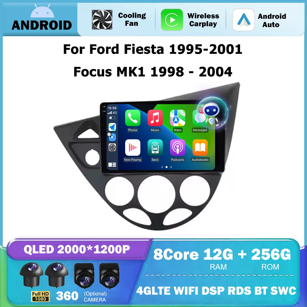 9-дюймовый для Ford Fiesta 1995-2001 Focus MK1 1998-2004 Android Auto 4G WIFI Автомобильный радиоприемник с - Цена: 42061