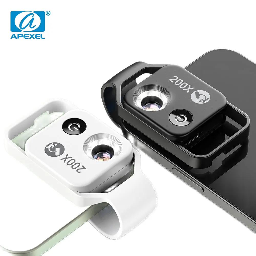 APEXEL HD мощный 200x микроскоп зум объектив светодиодный мини микро макрообъектив