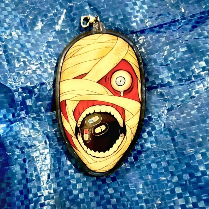Фото Брелок-подвеска Vecna Mummy Wrapped Face из акрила с одним глазом, плавающие шармы, серебряный карабин, коллекционный подарок для сумки в стиле Stranger Things №5
