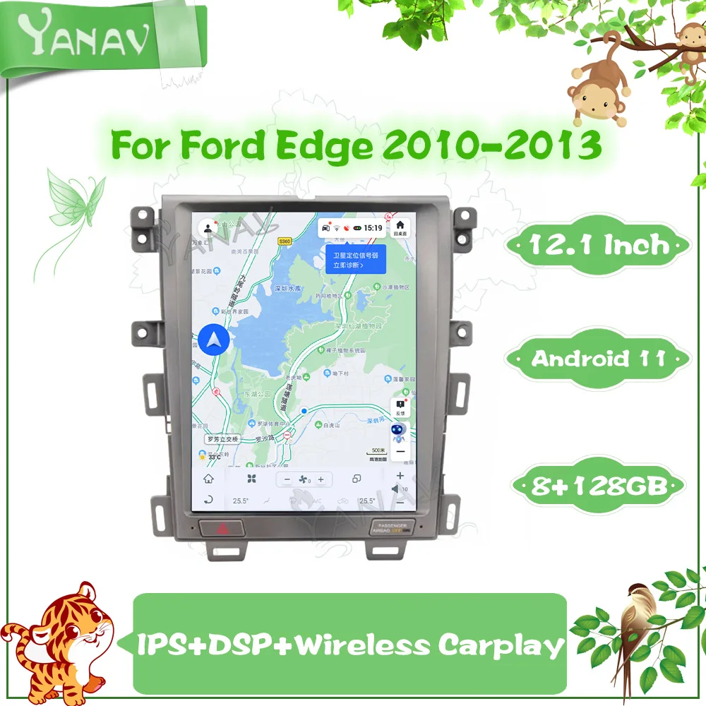 

Автомобильный радиоприемник Qualcomm 8G 128 ГБ для Ford Edge 2010-2013, GPS-навигация, автомобильный стерео Мультимедийный Плеер, головное устройство 4G Carplay