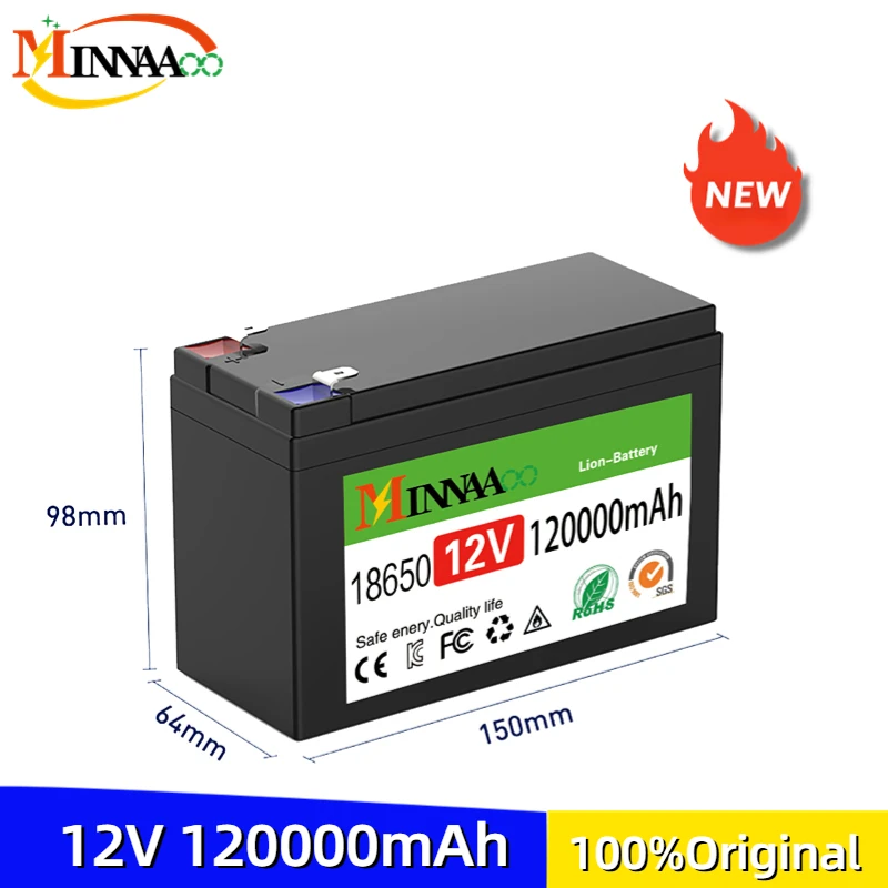 

New 12V 45Ah 50Ah 100Ah 120Ah lithium Battery Pack Lithium Iron Phosphate Batteries Built-in BMS For Solar Boat+12.6V Charger
