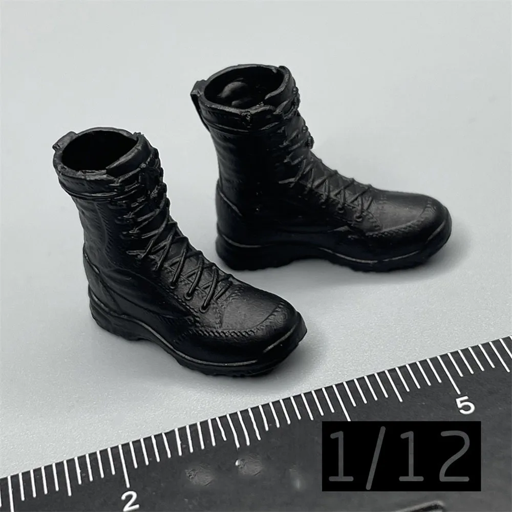 

New Toy 1/12th DID Pocket Hero Series MI6 Agent Of The British Main Combat War Black Solid Shoes Boots For 6inch Body Doll
