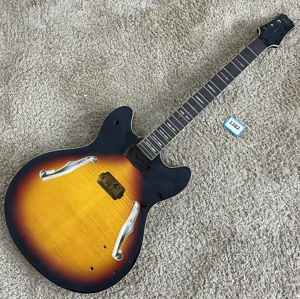 Professional DIY (Not New) 335 Style Genuine Electric Jazz Guitar Tiger Maple Top F Hole 3TS Color without Hardwares in Stock