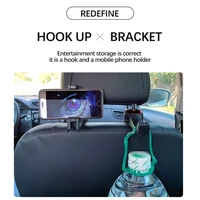 automobile accessories new 2 in 1 car headrest hook with phone holder seat back hanger for bag handbag purse grocery cloth foldb