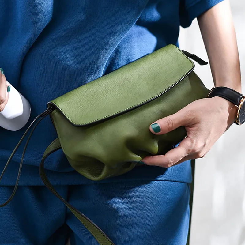 Fashion luxury genuine leather ladies cute crossbody bag designer simple soft real cowhide women's party small shoulder bag