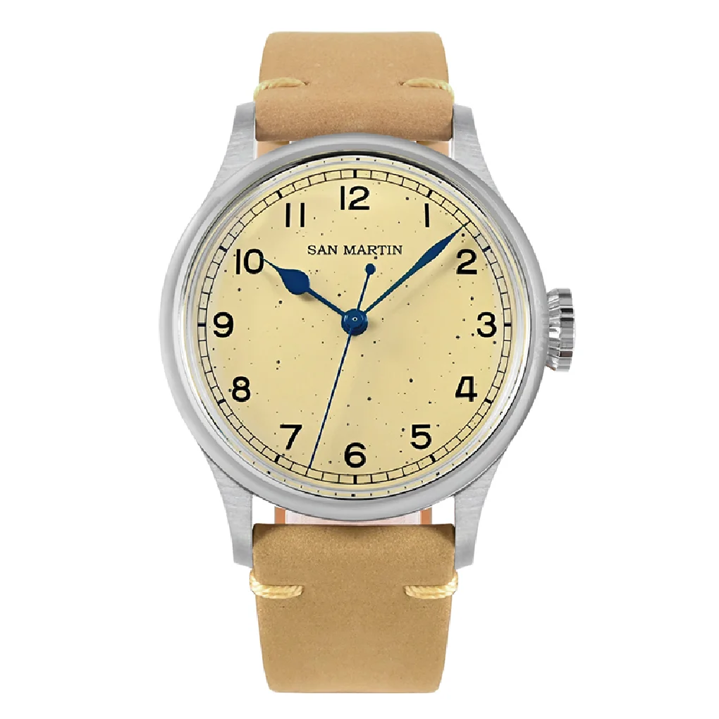 

San Martin Men Automatic Watch Pilot Watches Military Mechanical Wristwatch 100m Waterproof NH35 Freckles Dial K1 Mineral Glass
