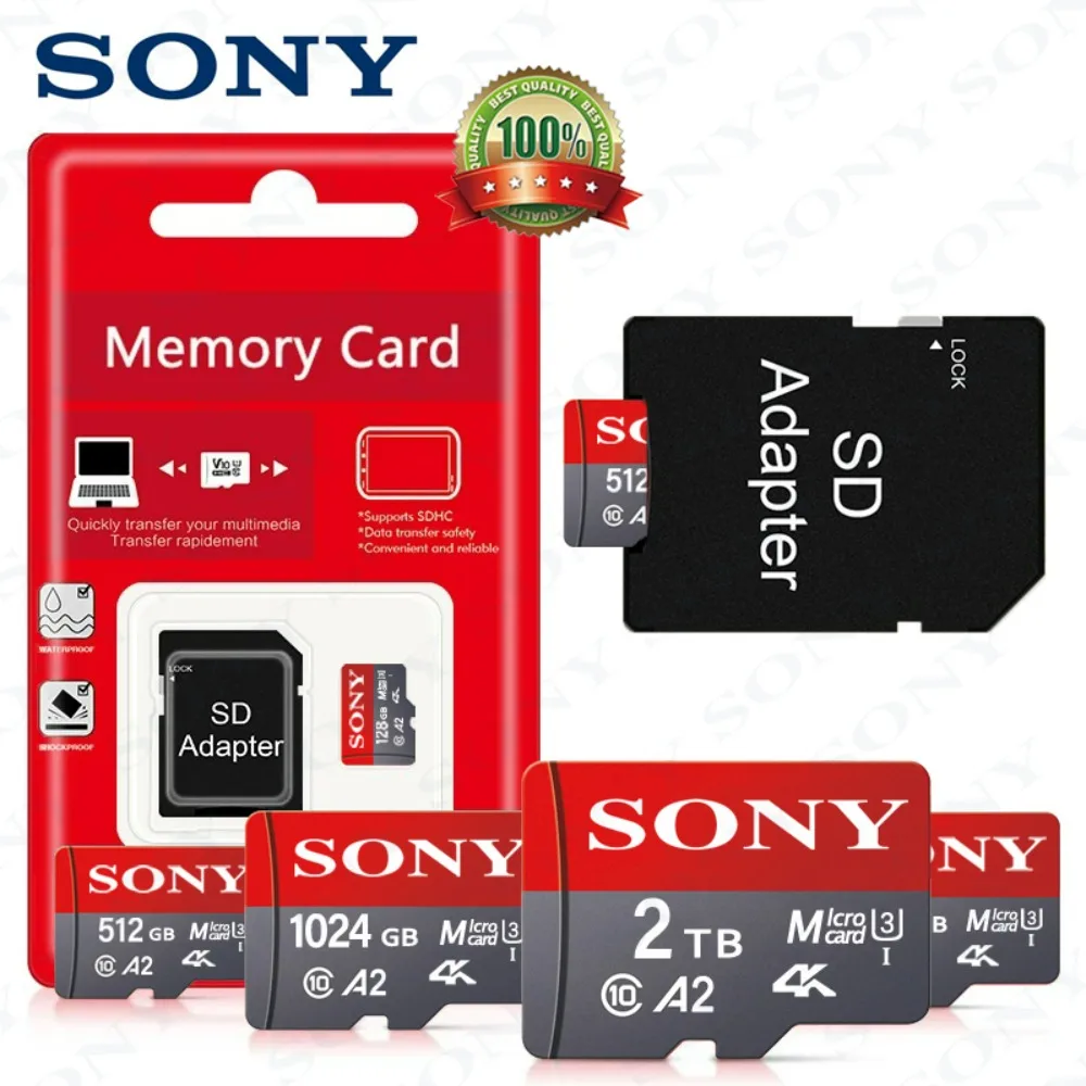 Оригинальная карта памяти SONY на 1 ТБ 2 высокоскоростная Micro TF SD 512 ГБ 4K Ultra-HD видео A2