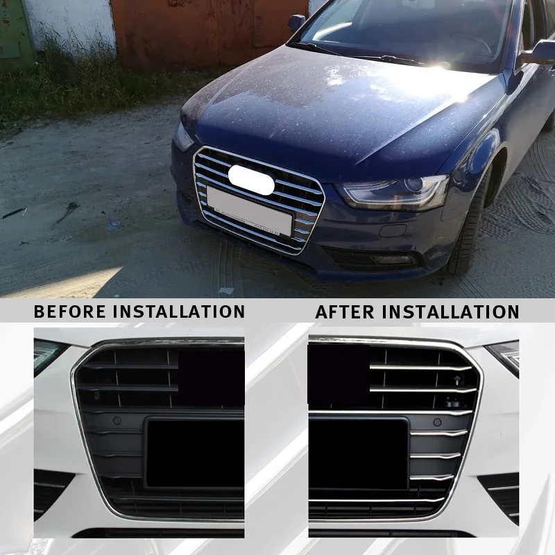 12 шт. накладки на решетку переднего бампера автомобиля для Audi A4 B8 2013-2015