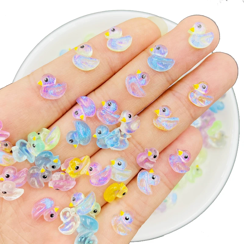 

50 Pcs New Mini Kawaii Cartoon Shiny Duckling Resin Scrapbook Rhinestones 3D For DIY Manicure Accessories Decorations U29