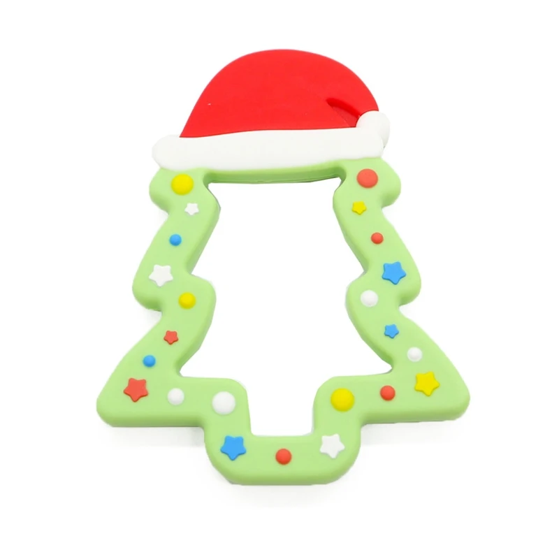 

Детский Прорезыватель для зубов в форме рождественской елки, силиконовые бусины для пищевых продуктов, погремушка, молярная соска, детская ...