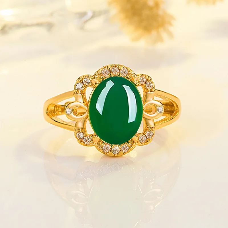 

Натуральное зеленое кольцо ручной работы в форме капли воды модные ювелирные изделия из бутика открытое регулируемое кольцо для мужчин и ж...