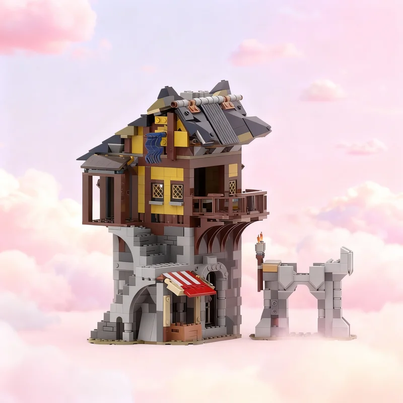 Фото Набор строительных блоков MOC Uptown Keep Castle, 1082 детали, архитектурная модель, игрушки, рождественские подарки, подарки на день рождения, развивающие идеи для детей №1