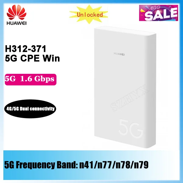 

Original Hua w ei 5G CPE Win H312-371 Max 1.65Gbps Download With Sim Card Slot NSA SA Network Modes 5G Modem WIFI Router