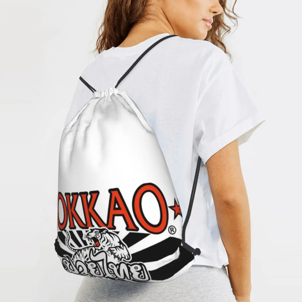 Фото Рюкзаки с логотипом Yokkao Muay Thai, модные спортивные сумки с завязками и карманами, сумки для книг, сумки для путешествий, сумки для студентов №2