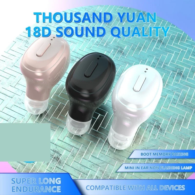 

Wireless Headphone Bluetooth Earphone Mini Single Earbuds with Mic 18D Sound Quality Headset Ultra Long Standby Time