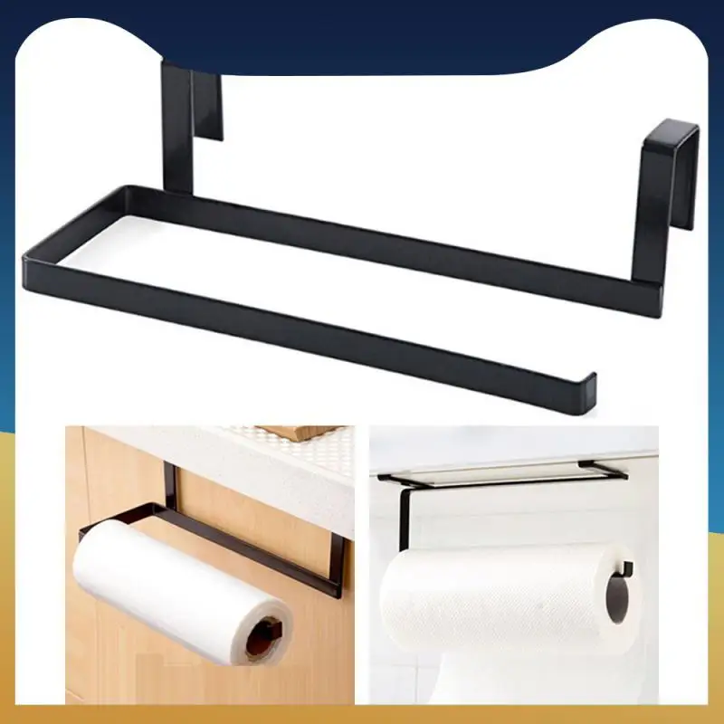 

New Kitchen Free Punch Roll Paper Holder Towel Storage Rack Tissue Hanger Cabinet Hanging Shelf Bathroom Toilet Paper Holder