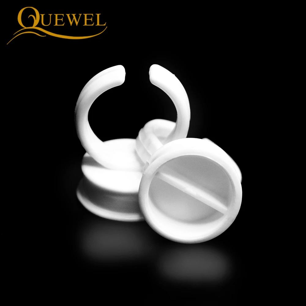 

Quewel 100Pcs Glue Ring Disposable Eyelash Extension Adhesive Finger Holder Rings Cup Tattoo Pigment Lashes Tool Wholesale