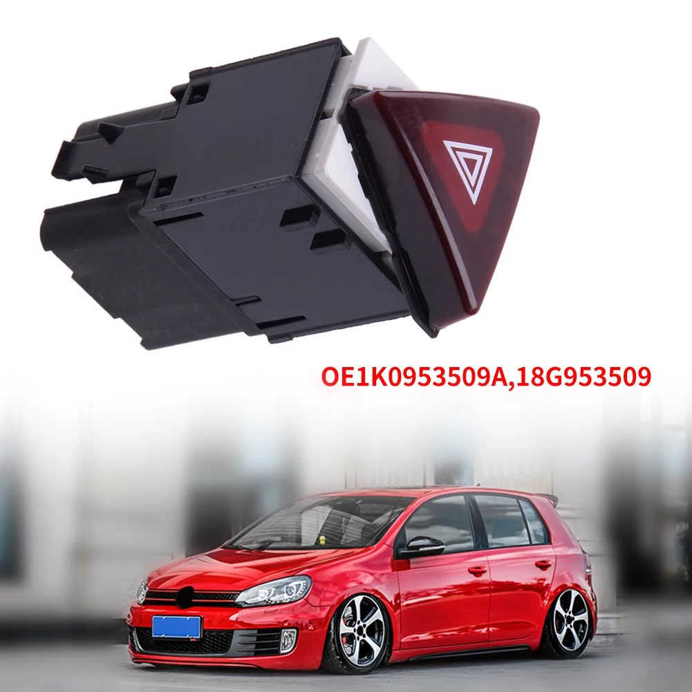 

4 Pin Dark Red Hazard Warning Flash Switch Button Fit For Volkswagon Golf MK5 1K0953509A 18G 953 509 Safety Warning Light Switch