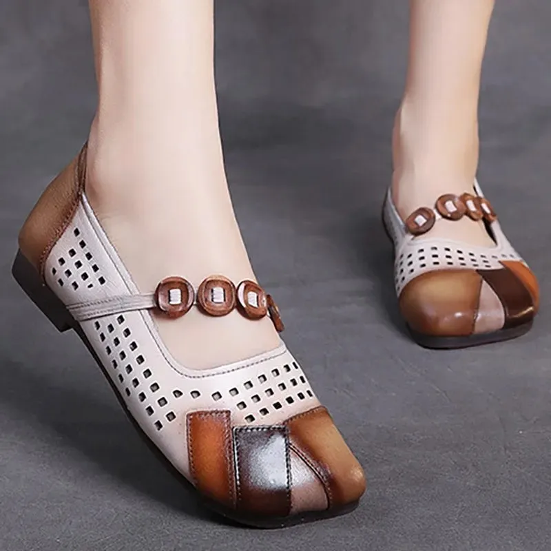 

Women's Flat Shoes Summer Sandals Hollow Women Shoes Woman for Mom Women's Flats Comfortable Handmade Pregnant Shoes