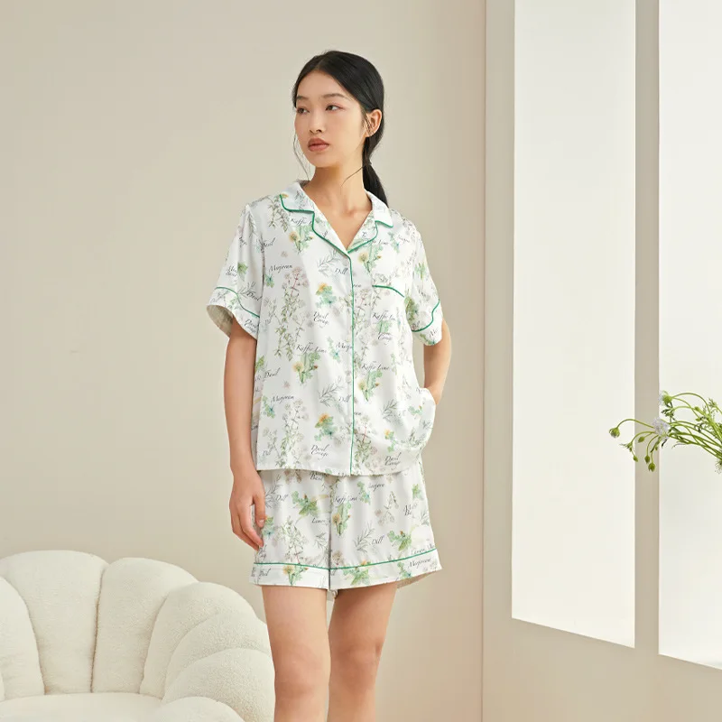 

Pajamas for Women's Summer New Style Cool Feeling Short-sleeved Shorts Suit Home Service Can Be Worn Outside and Soft Loungewear