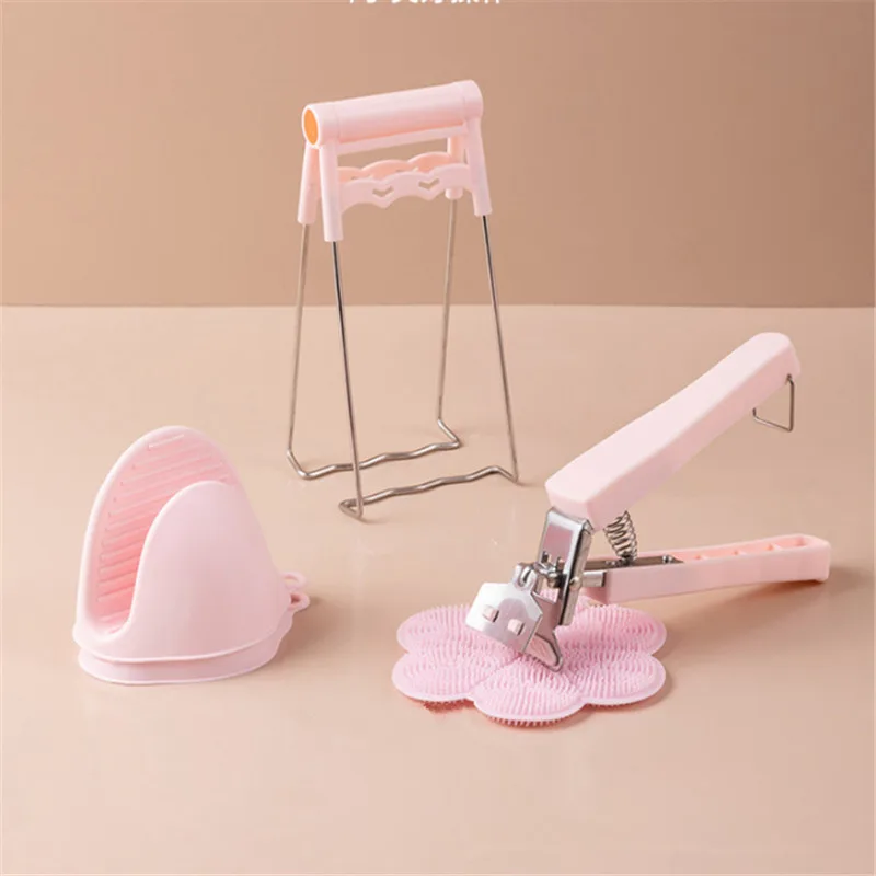 

6pcs/set Kitchen Accessories Pink/blue Bowl Clip Silicone Pad Anti-scalding Kitchen Gadgets Set Kitchenware Kitchen Tools