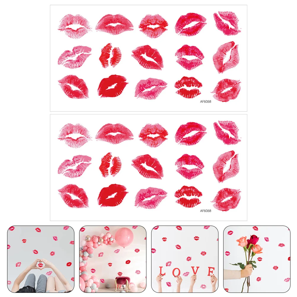 

Wall Decal Valentine Adhesive Sticker Party Lip Diy Decor Lips Stickers Festive Sticky Red Decoration Favor Room Trendy Day Peel