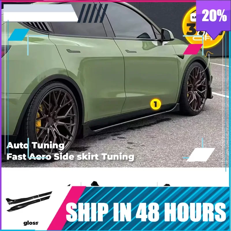 Фото Боковой сплиттер BOMP Fast Aero для Tesla New Model Y Juniper 2017-2025, обвесы для Model 3 Highland, глянцевые автомобильные аксессуары. №1