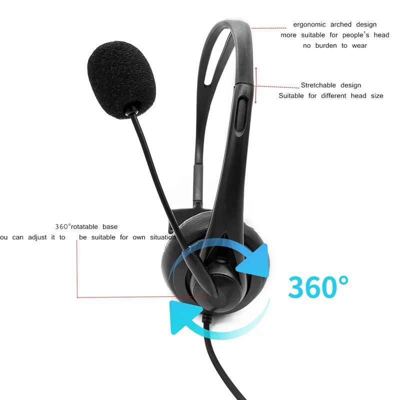 Noise Reduction Walkie Talkie Headset with Boom Mic 2 Pin Overhead Earpiece for Retevis RT22 RT21 H-777 RT68 Baofeng UV-5R Radio