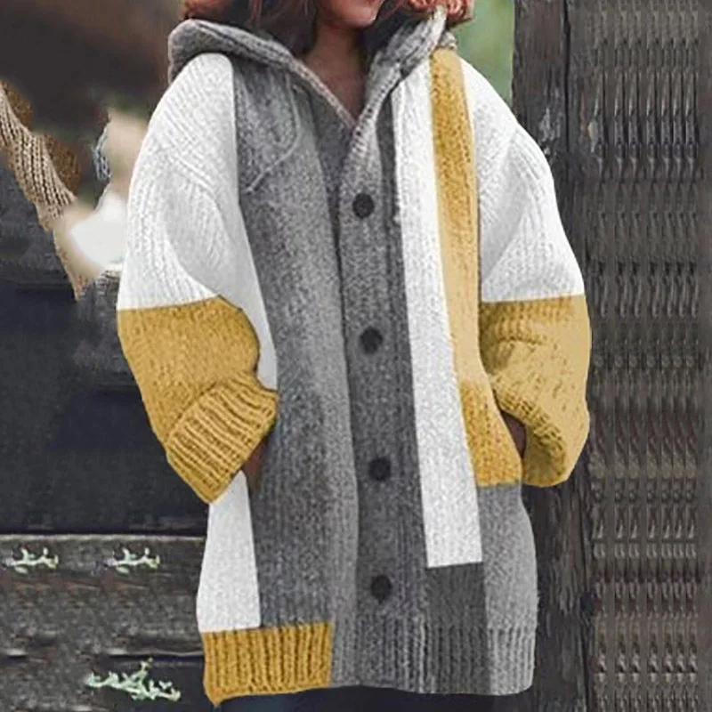 

Зимнее пальто для женщин, новинка сезона осень-зима 2022, Свободный вязаный кардиган, Топ с длинным рукавом, свитер, Повседневный Кардиган, жен...