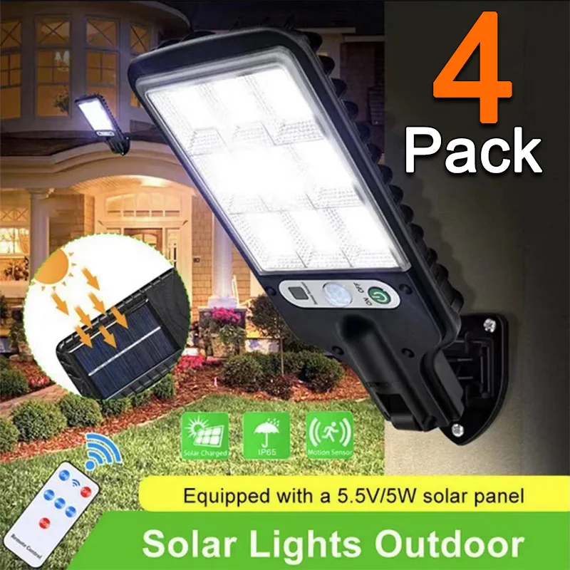 Solar Street Lights Outdoor Solar Lamp With 3 Light Mode Waterproof Motion Sensor Security Lighting for Garden Patio Path Yard
