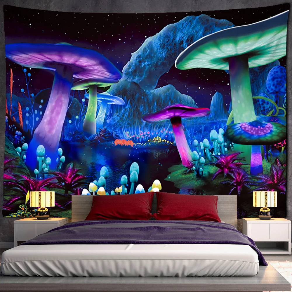 

Mushroom Tapestry Fairytale Dreamy Psychedelic Carpet Bohemian Home Decor Witchcraft Hippie Kids Room Decor Wall Tapestries