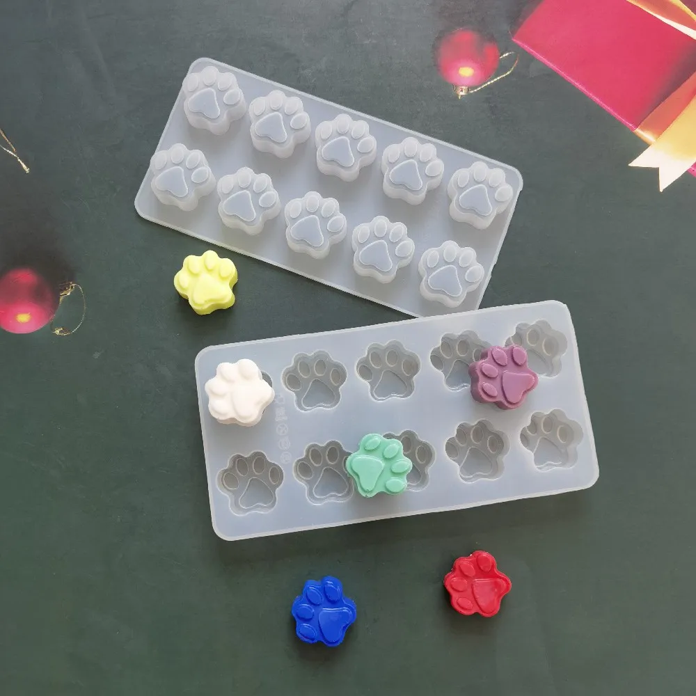 

10 Holes Soap Making Tools Cat Feet Pattern Cake Chocolate Silicone Mould Non-toxic Soap Mold Handcrafted Accessories