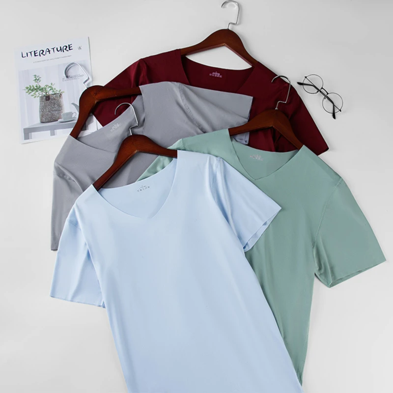 2022 brand new men t shirt tops v neck short sleeve tees men fashion fitness hot t shirt for man free global shipping