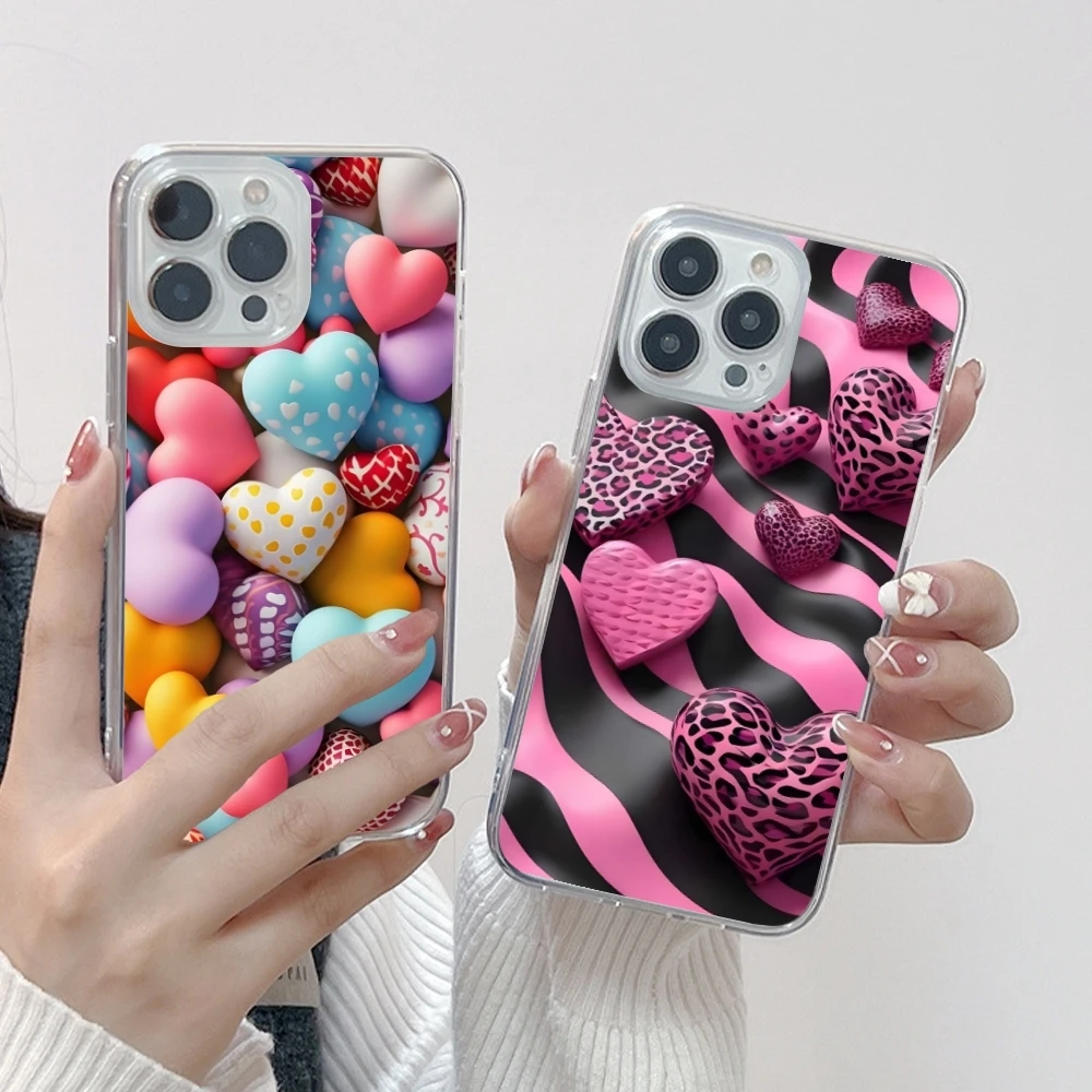 Чехол для мобильного телефона Y2K Glowing Love Hearts iPhone 16 15 14 13 12 11 X XR XS 8 Pro Max Plus