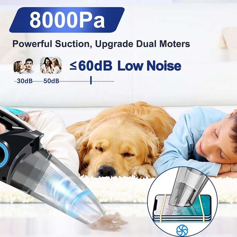 Беспроводной ручной пылесос 8000 ПА мощный автомобильный перезаряжаемый