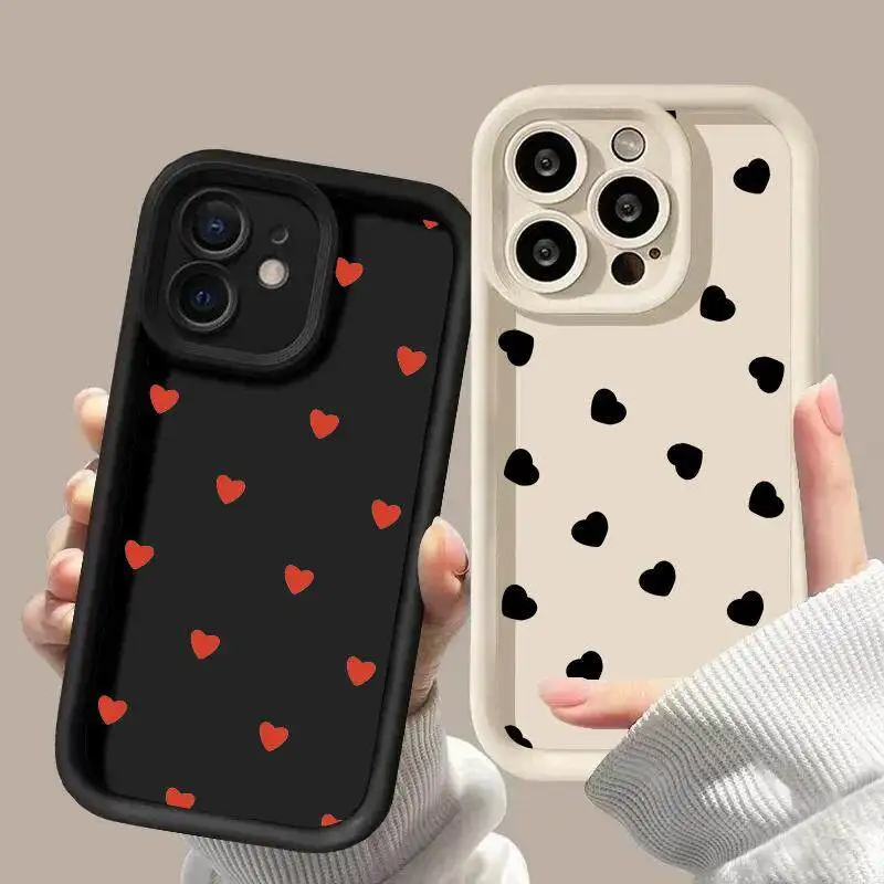 Black Red Love Heart Print Phone Case for Huawei Honor 90 5G Y9S X9 Y9 Prime 2019 Nova 5T 9 10 SE P20 Mate 30 20 P30 Pro Cover