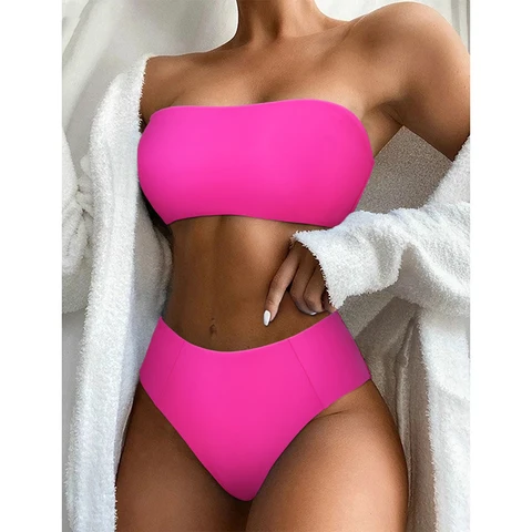 Bikini High Waist Swimsuit Women Push Up Swimwear Female Summer Brazilian Bathing Suit Bandeau Beachwear Sexy Bikini 2023 Woman