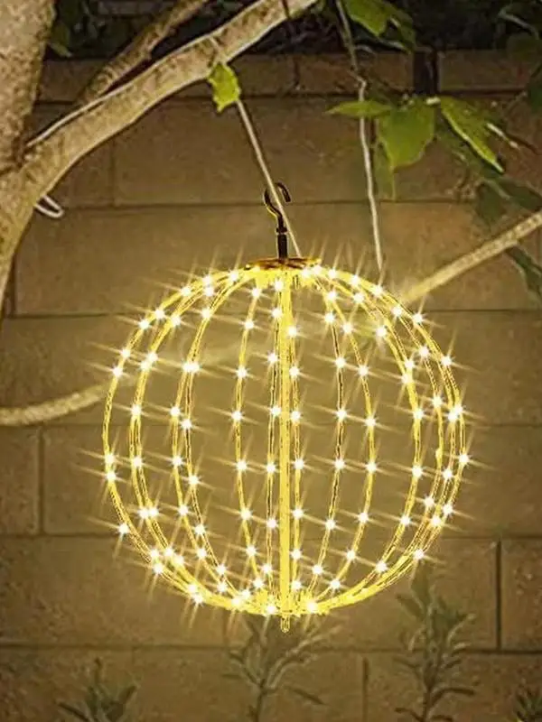 

Christmas Sphere Lights Sphere Balls Outdoor Fold Flat Metal Frame Large Ball Lights Fairy Lights For Porch Patio Decoration