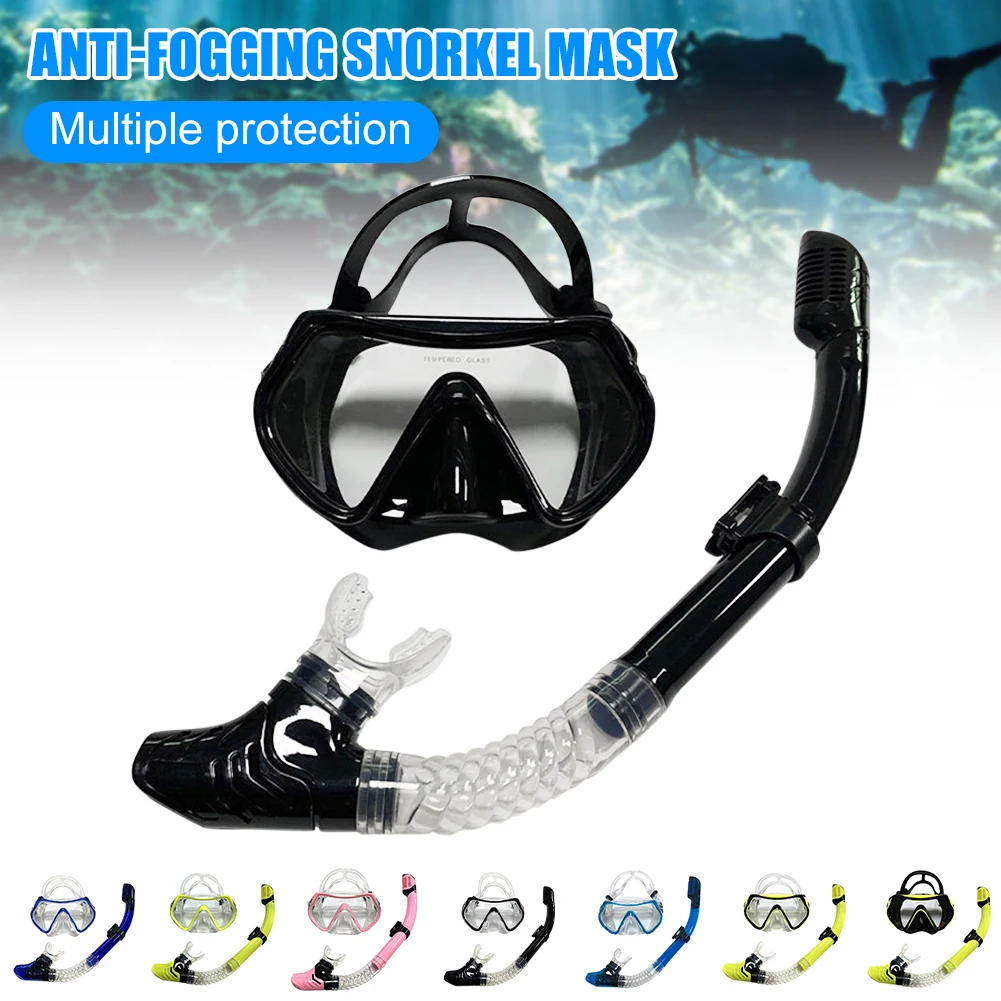 

Professional Snorkel Diving Mask And Snorkels Anti-Fog Tempered Goggles Glasses Diving Swimming Breath Tube Set Snorkel Mask