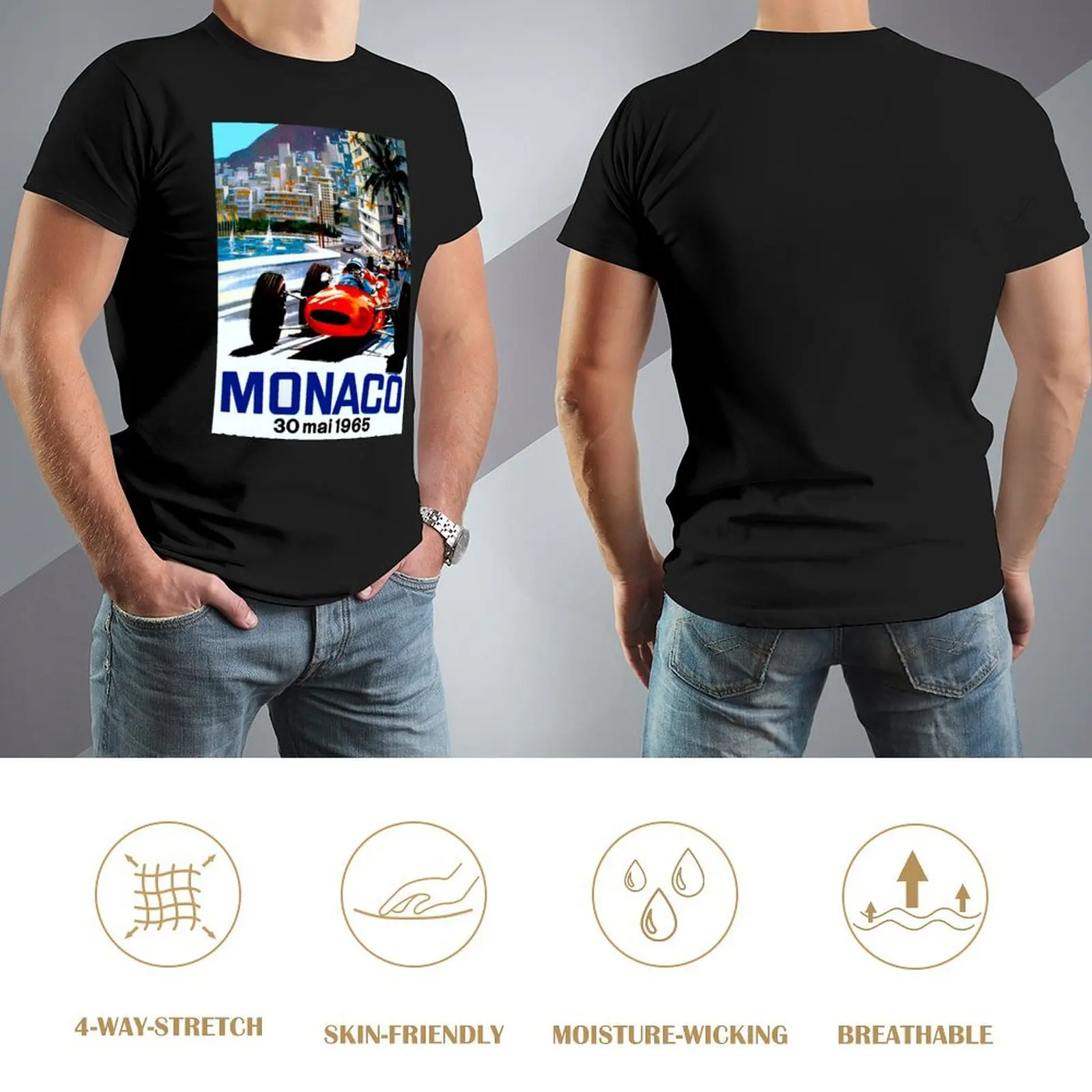 MONACO GRAND PRIX Винтажная футболка с принтом автогонок |