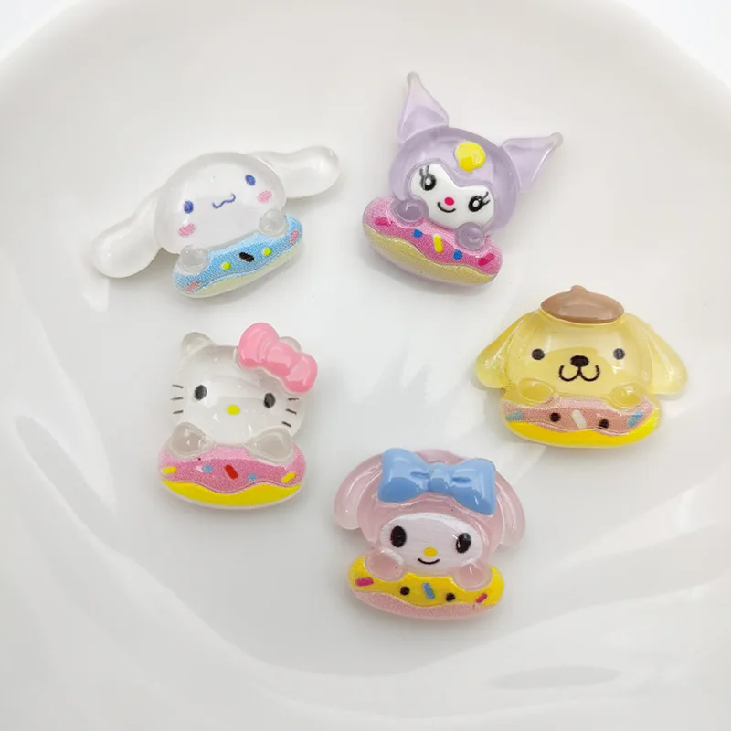 

10Pcs Sanrioed Anime Kawaii Kuromi Cinnamoroll My Melody Kittys Transparent Cartoon Resin Accessories Patch Decorate Gifts