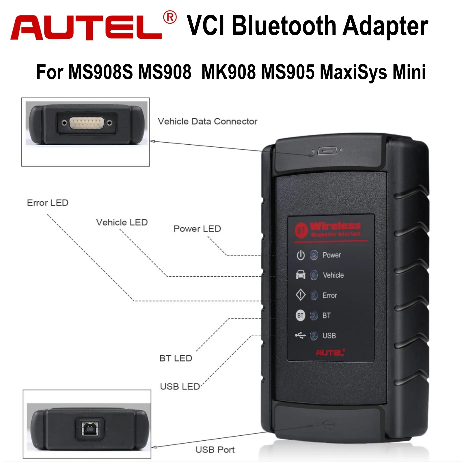 Фото OBDII VCI Диагностический интерфейс Autel Fit MaxiCOM MK908P MK908 №3