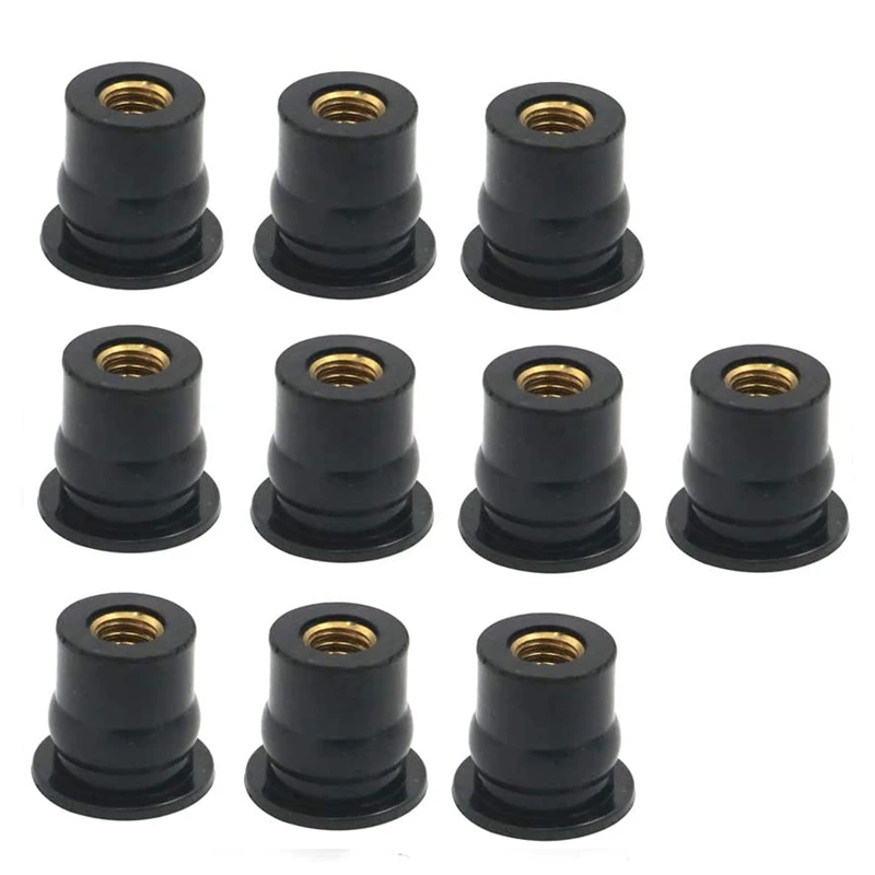 

10Pcs Motorcycle M5 M6 Metric Rubber Well Nuts Windscreen Windshield Fairing Cowls Fastener Screws Universal