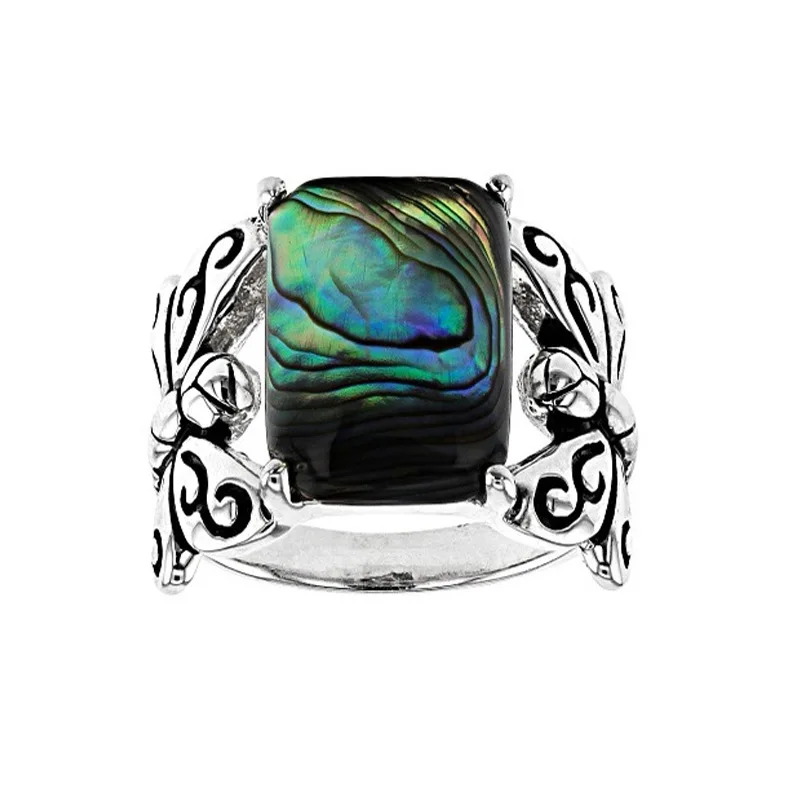 

Unique Distressed Colorful Shell Butterfly Rings For Women Vintage Style Party Animal Jewelry 2020 Accessories BAOSHINA