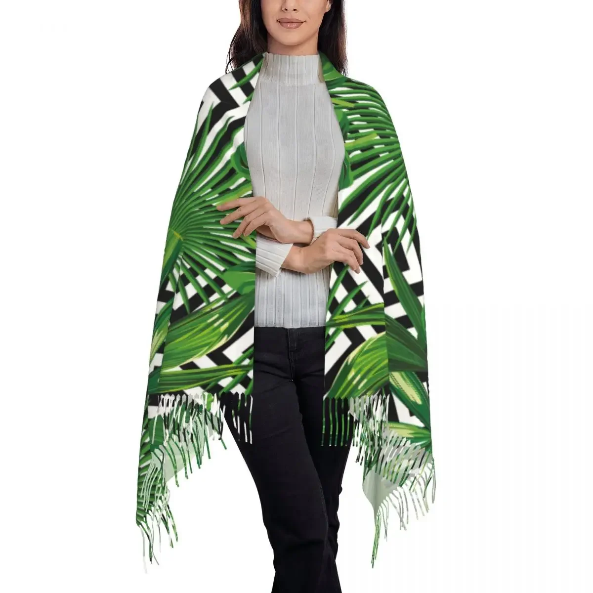 Теплый мягкий шарф зимний женский Повседневный Шарф с черно-белым