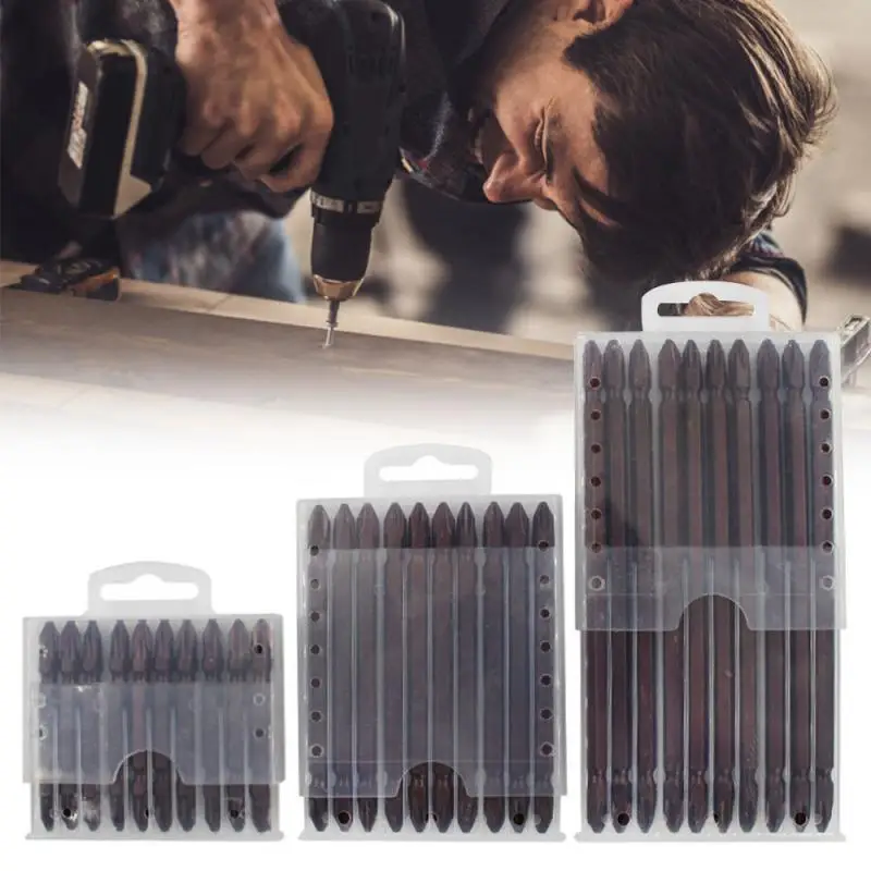 

10pcs S2 Steel Magnetic Screwdriver Phillips Cross Double Head Screwdriver Bit Set Hex Screw Driver Bit 65mm-150mm Hand Tools