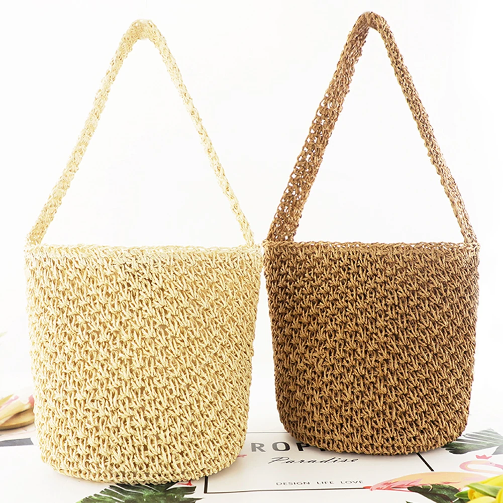 

Женская плетеная Сумка ручной работы, ажурный тоут на плечо из монофиламентной бумажной веревки, пляжный праздничный соломенный клатч