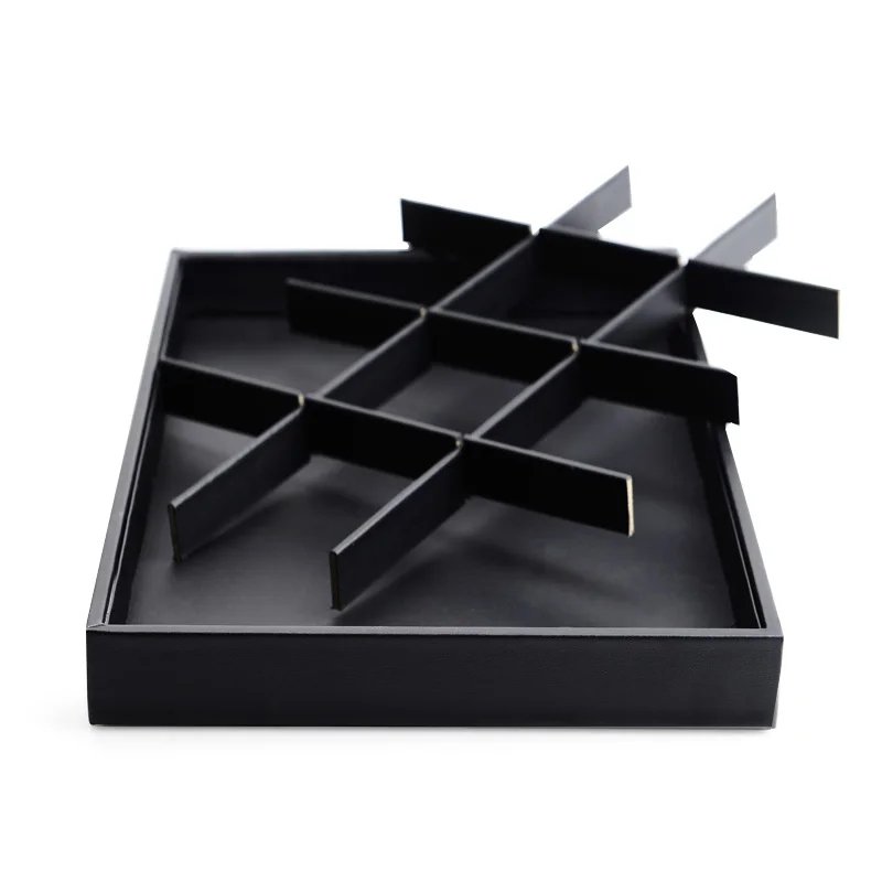 Oirlv PU Leather Black Tray for Necklace Bracelet Ring Earrings Jewelry Organizer Jewelry Tray Display Props Photo Shoots